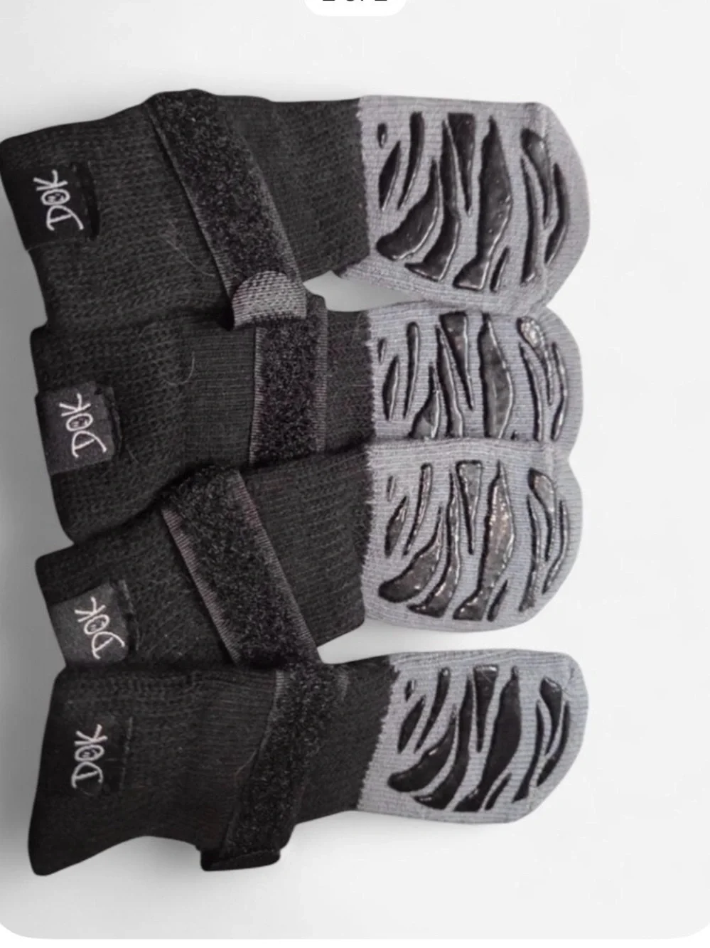 Non-Slip Black & Gray Dog Booties with Adjustable Strap (Set of 4) XS